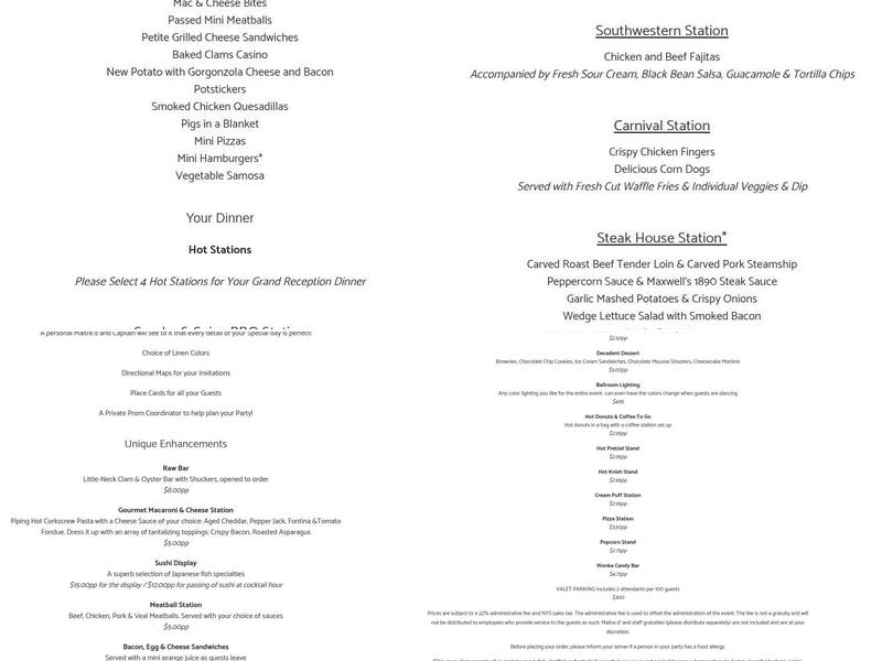 Mansion at Timber Point Menu