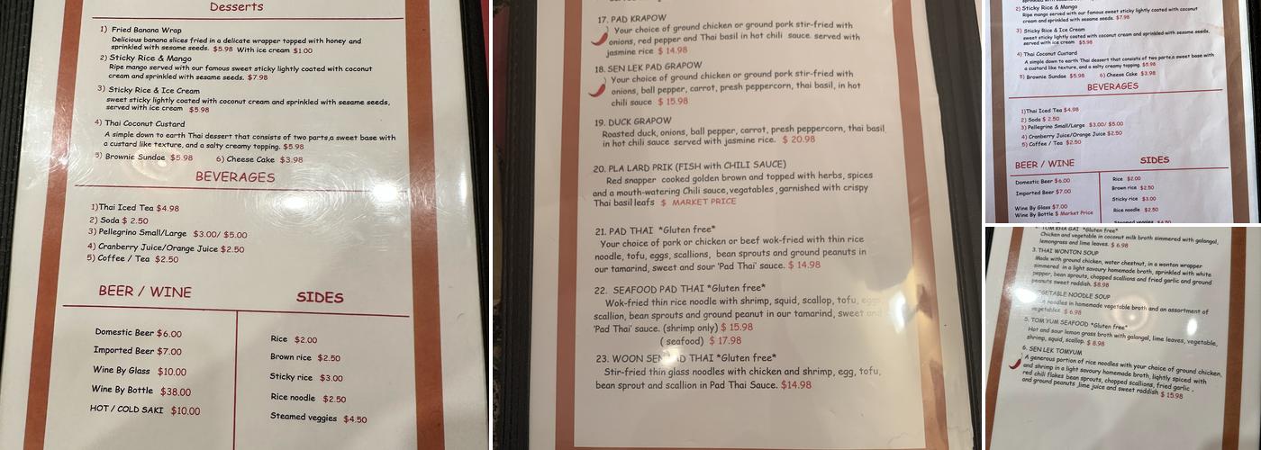 Thailicious Menu