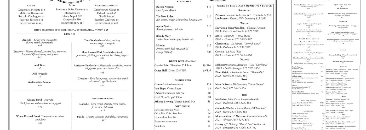 Rucola Menu