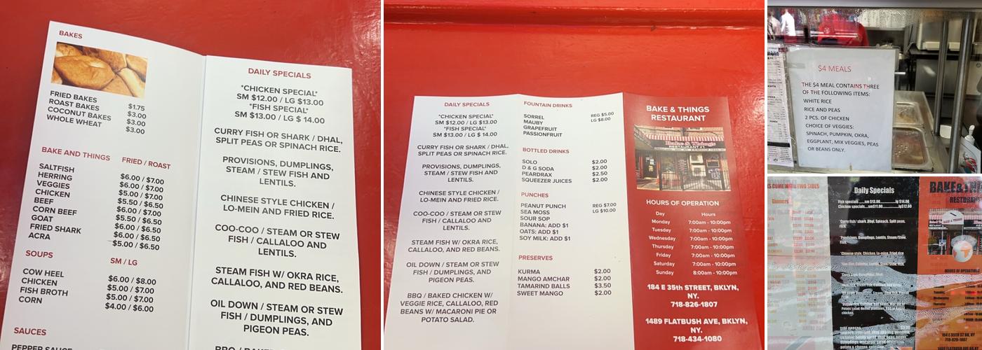 Bake & Things Menu