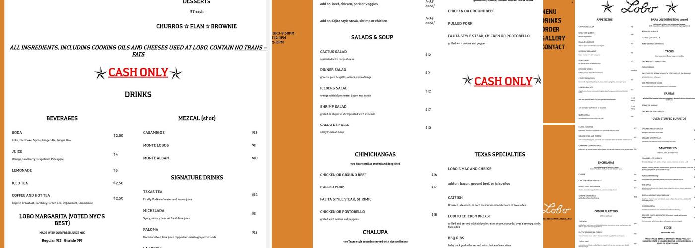 Lobo Menu