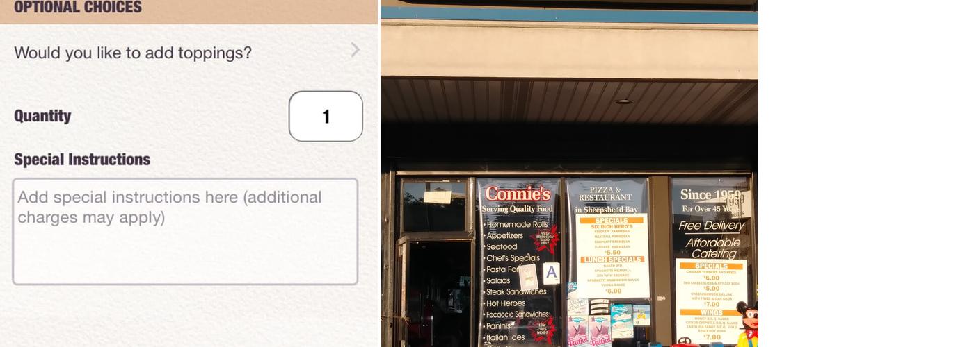 Connie's Pizzeria Menu
