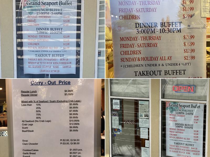 Seaport Buffet Menu