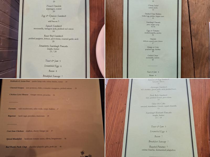Vinegar Hill House Menu