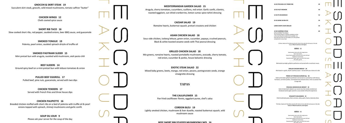 Pescada Steakhouse Menu