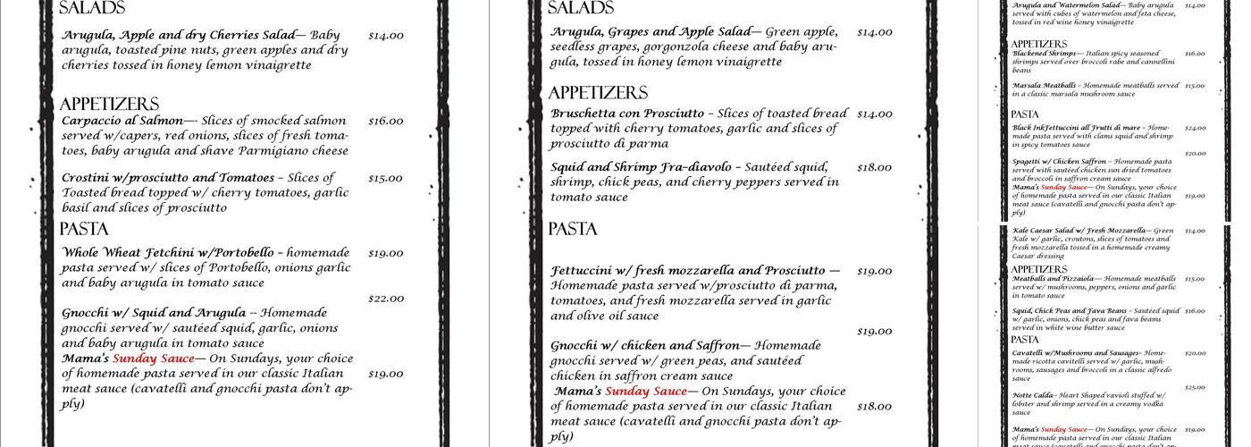 MAMA MARIA'S Menu