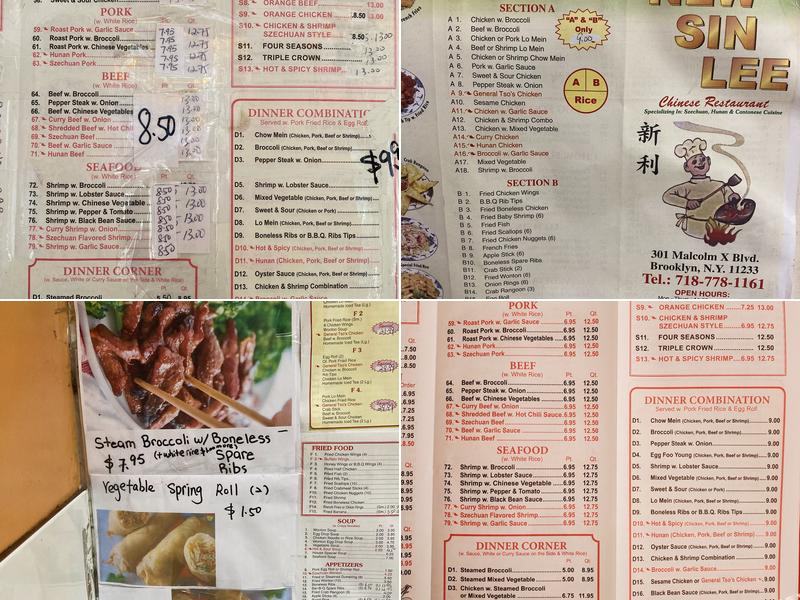 New Sin Lee Menu