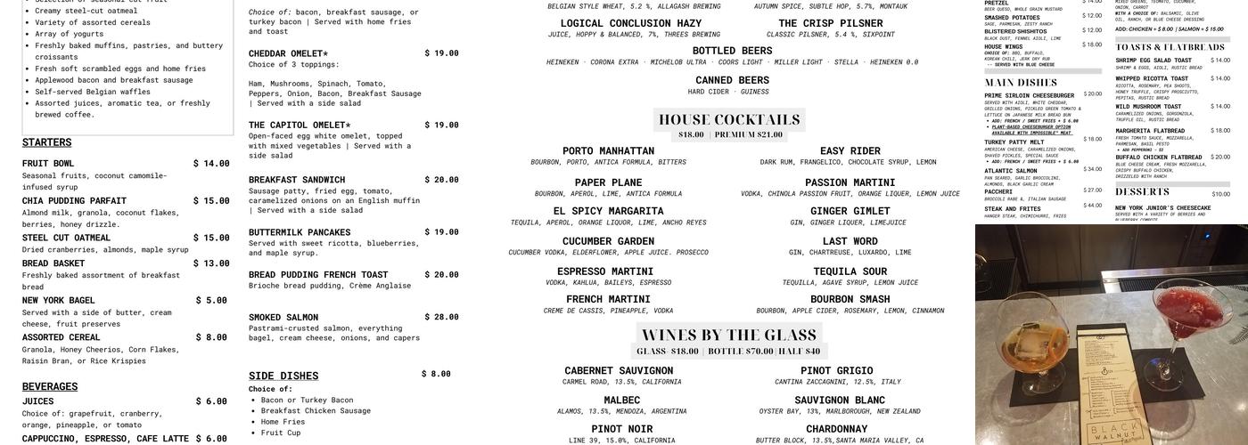 Black Walnut Menu