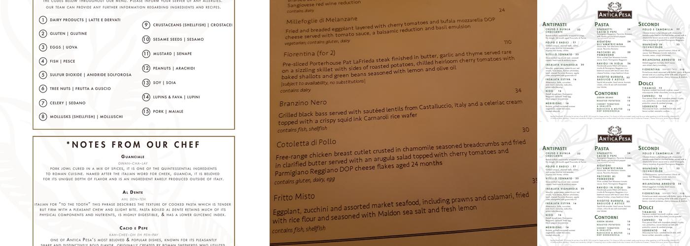 Antica Pesa Brooklyn Menu