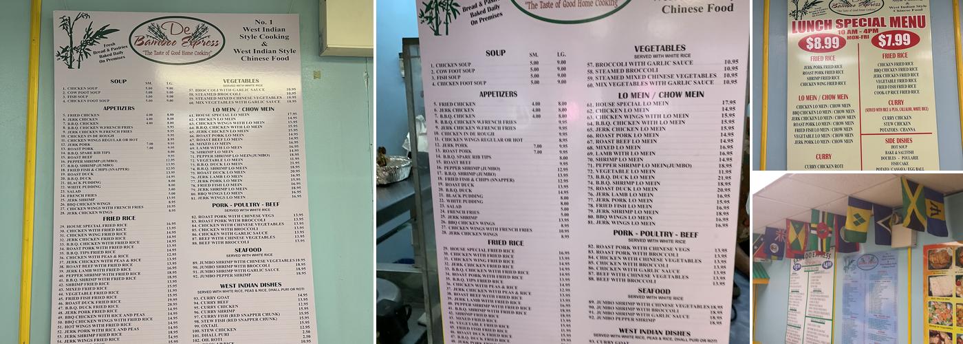 De Bamboo Express Menu