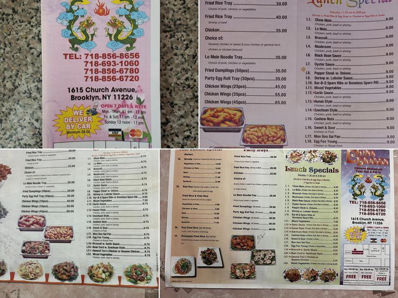 China Dragon Menu