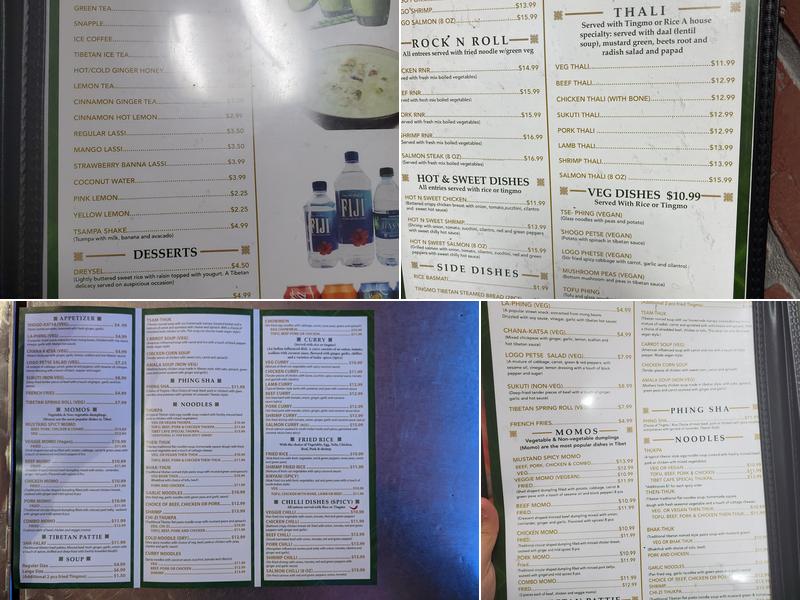 Cafe Tibet Menu
