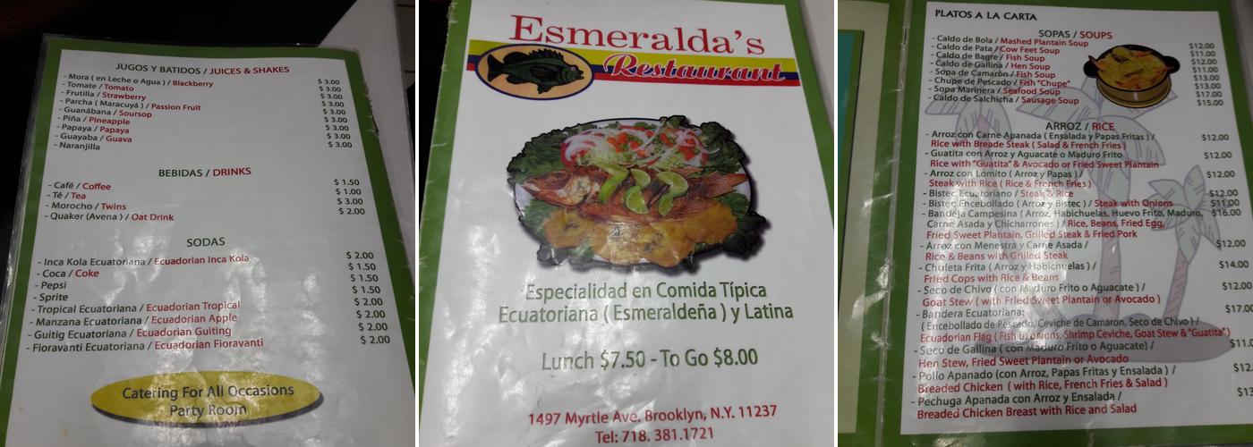 Esmeralda's Menu