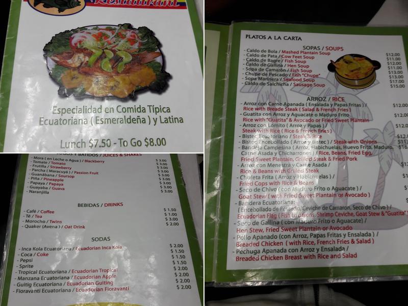 Esmeralda's Menu