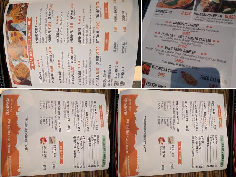 Mofongo El Mocano (Mofongo Tipico) Menu