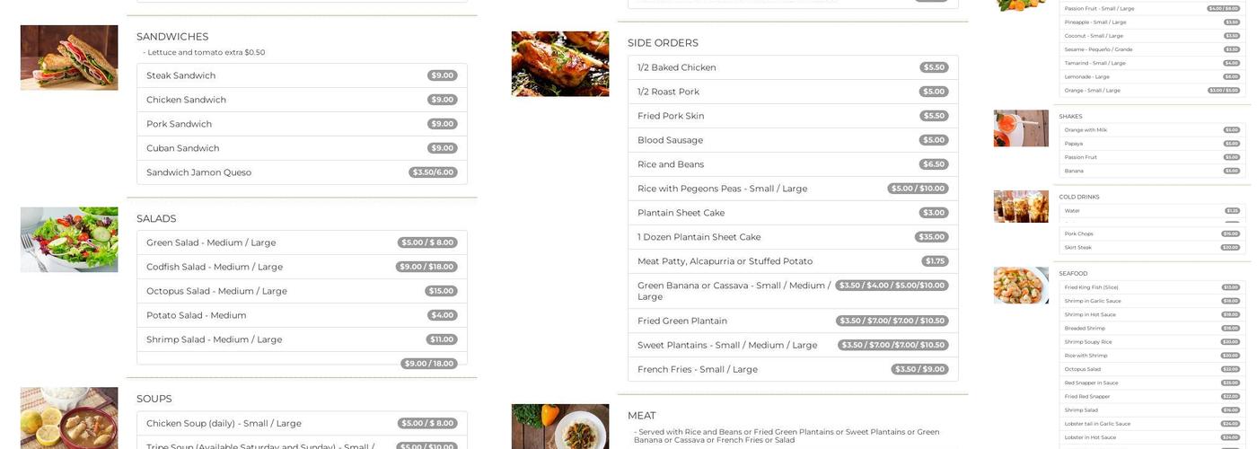 El Nuevo Bohío Menu