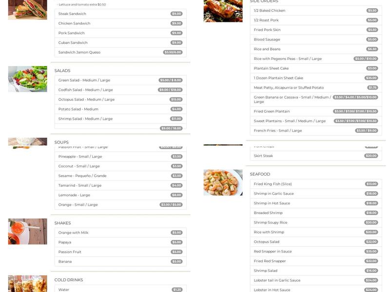 El Nuevo Bohío Menu