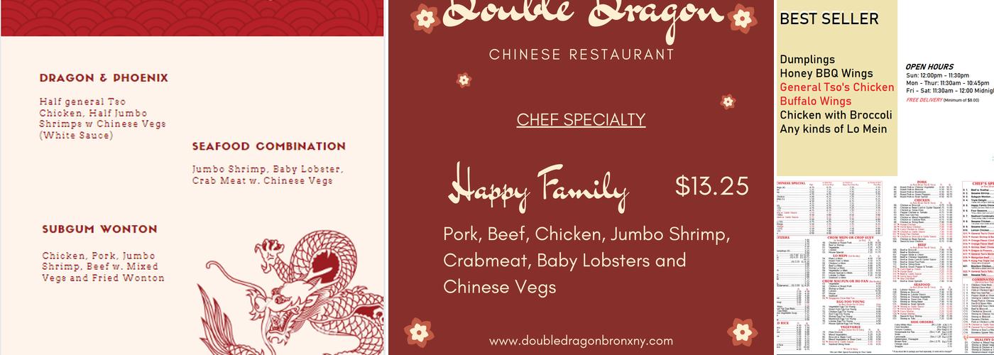 Double Dragon Inc. Menu