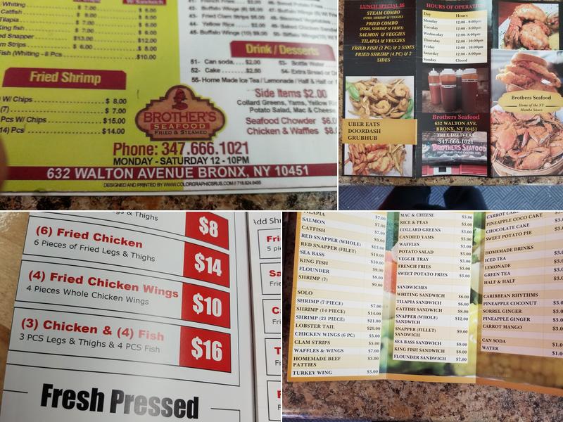 Brothers Seafood Menu