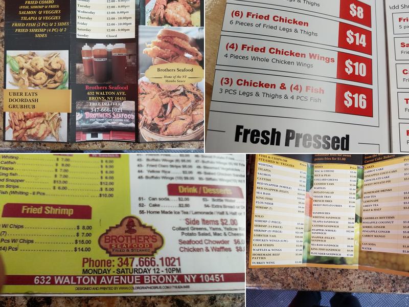 Brothers Seafood Menu