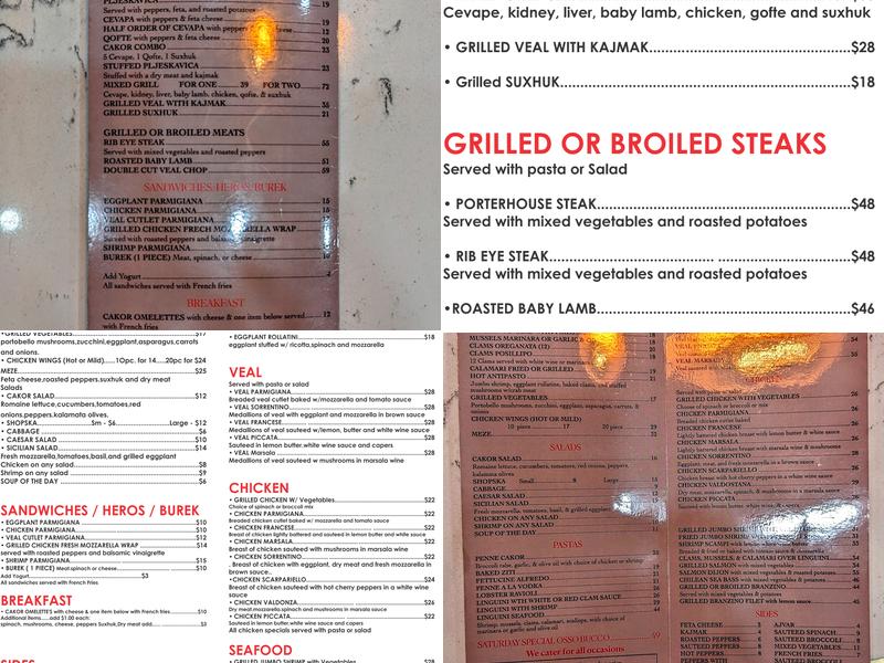 Cakor Menu