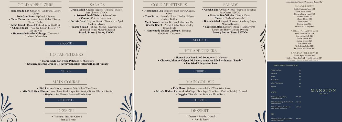 Mansion Menu