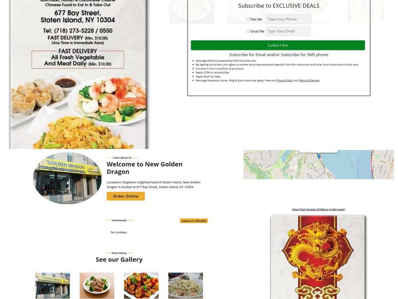 New Golden Dragon Menu