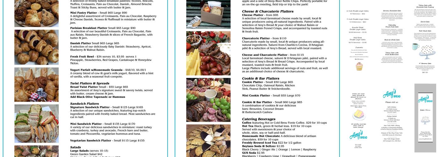 Amy's Bread Menu