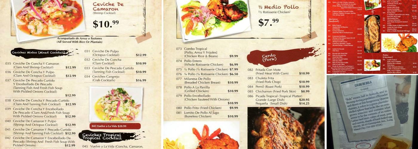 Tropical Restaurant 2 Menu