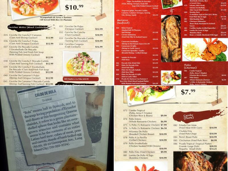 Tropical Restaurant 2 Menu