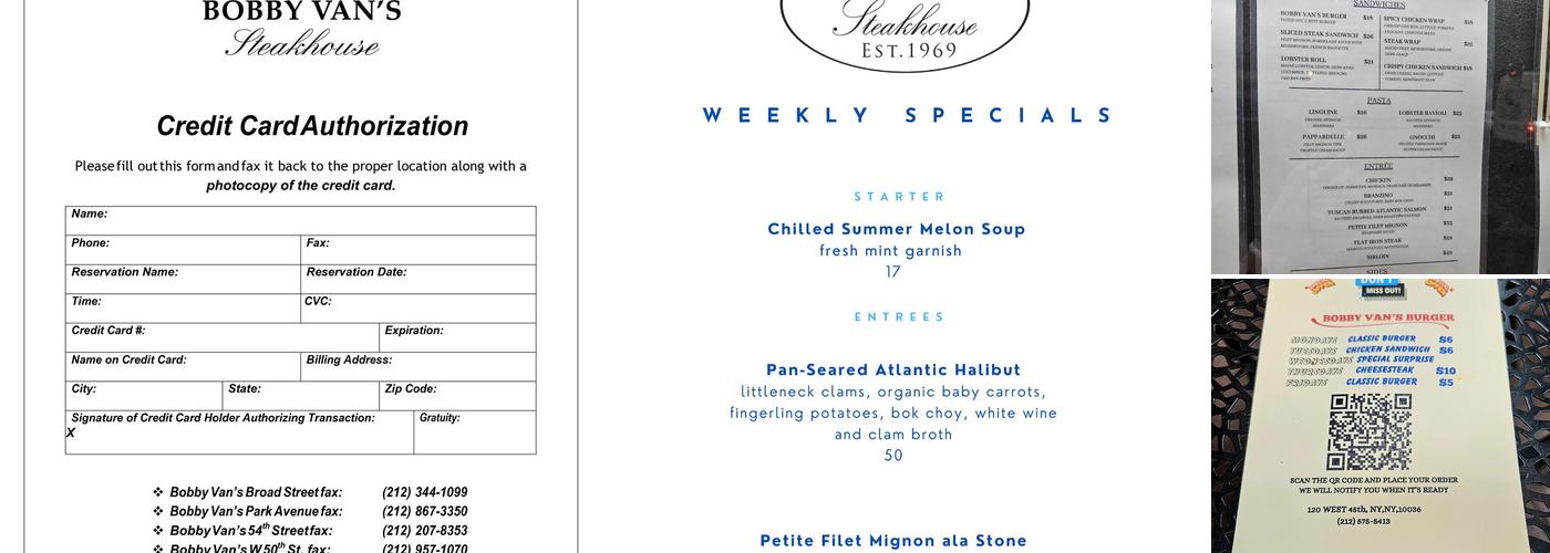 Bobby Van's Grill Times Square Menu
