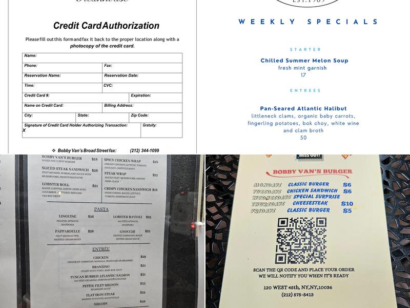 Bobby Van's Grill Times Square Menu