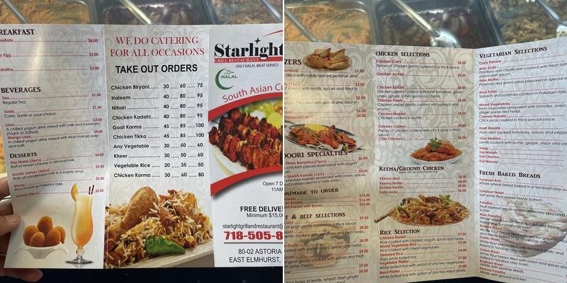 Star Light Grill Menu