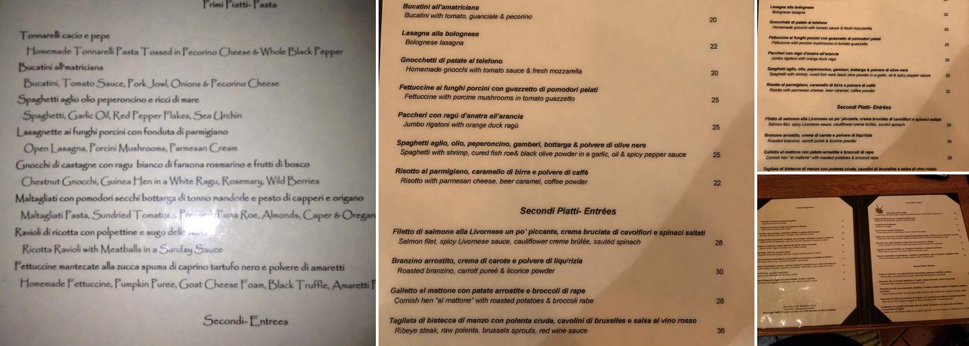 Cacio e Pepe Menu