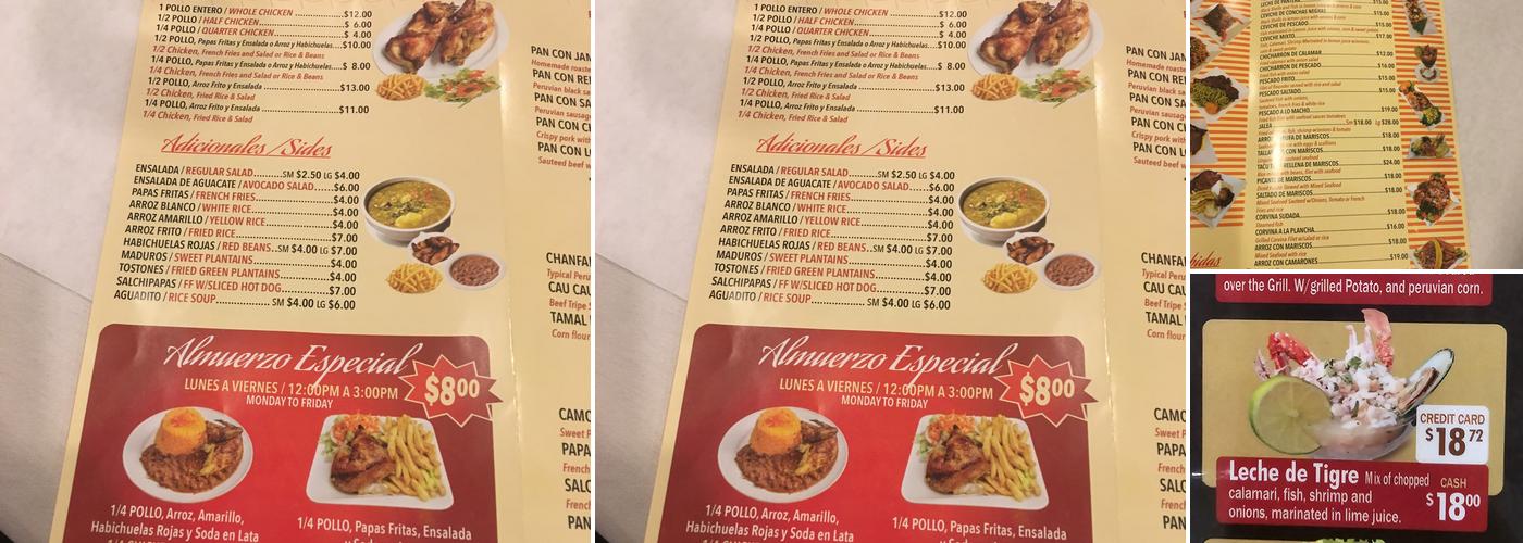 Sabor Peruano 2 Menu