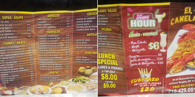 El Canelazo Menu