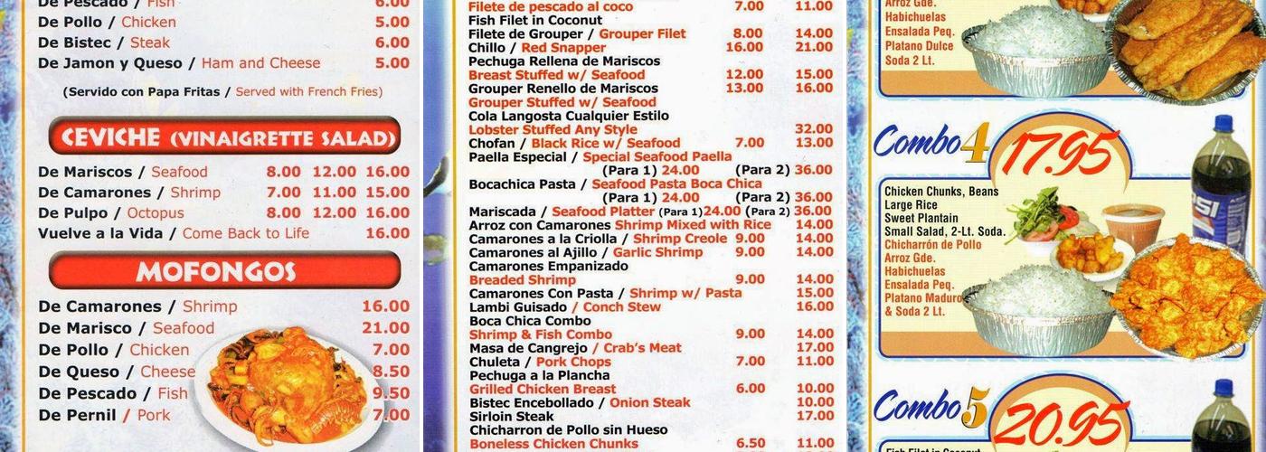 Boca Chica Menu