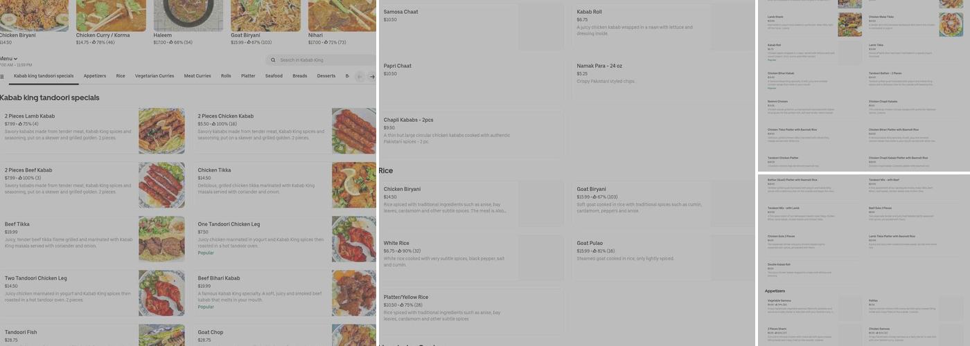Kabab King Menu