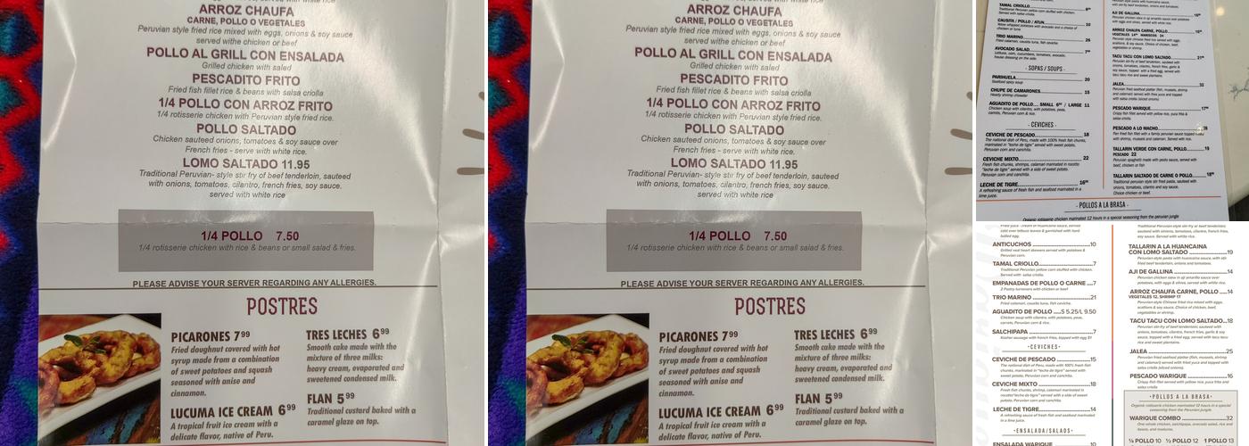 Warique Menu
