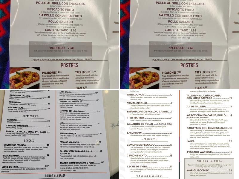 Warique Menu