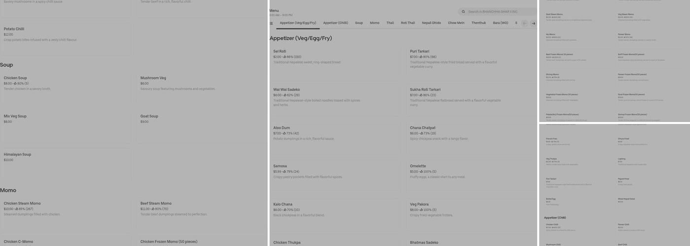 Nepali Bhanchha Ghar Menu