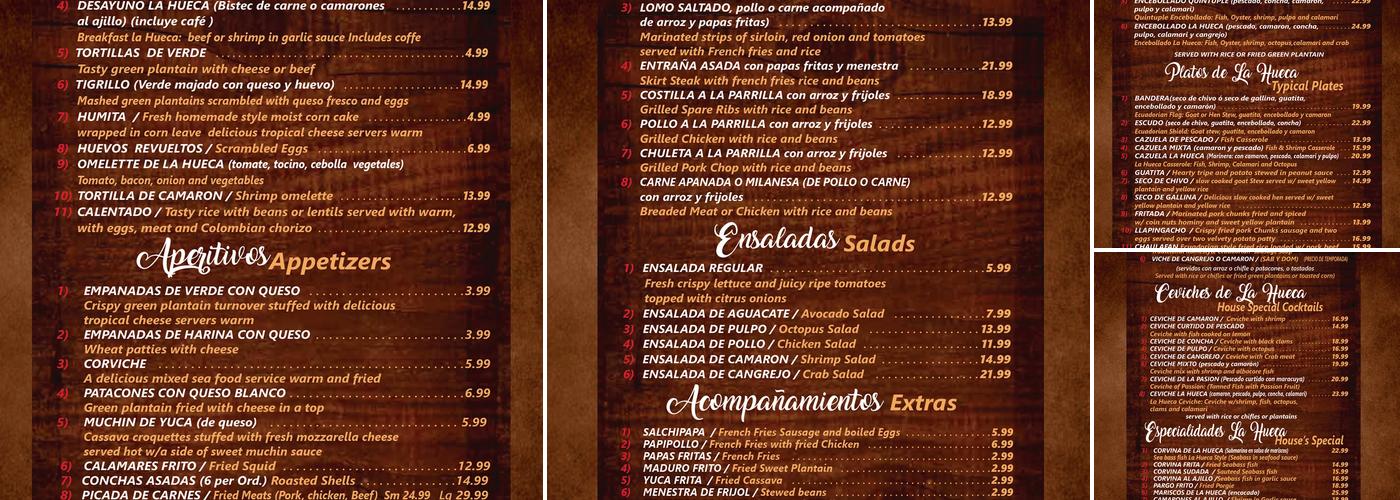 La Hueca Menu