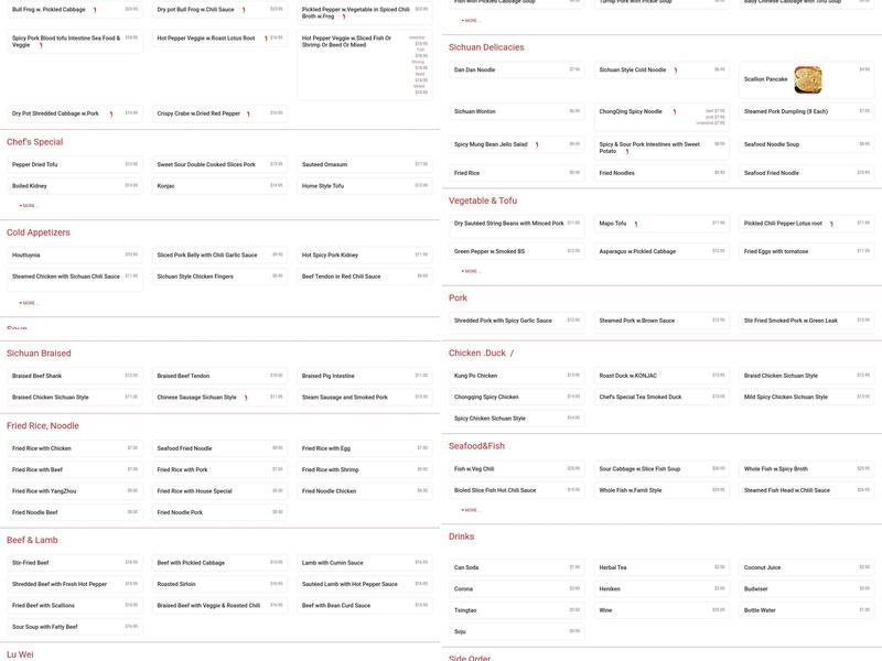 Hot Kitchen Sichuan Style Menu