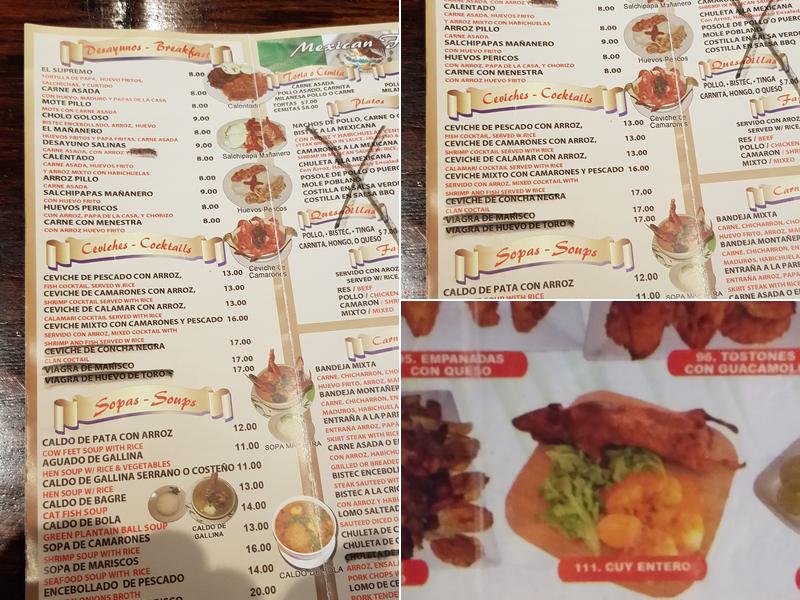 El Nuevo Salinas Menu