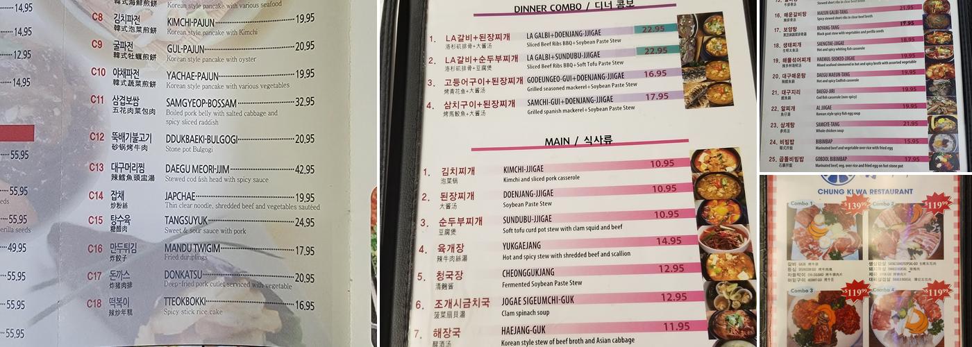 Chung Ki Wa Menu