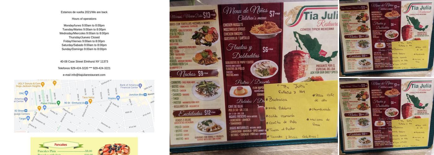 Tia Julia Comida Tipica Mexicana Menu