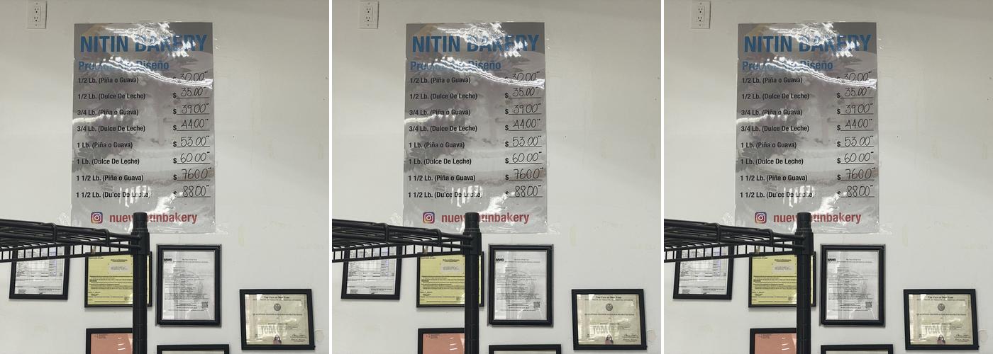 Nueva Nitin Bakery Menu