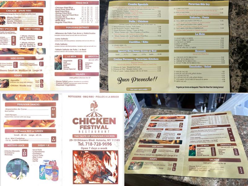 Chicken Festival Astoria Menu
