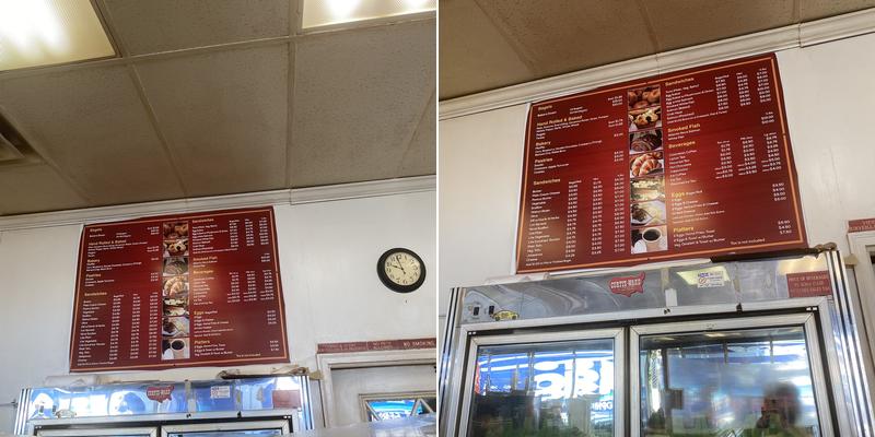 Bagelette Menu