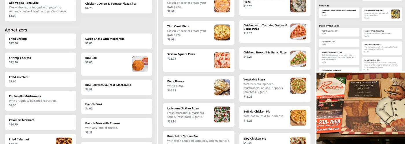 Rocco's Pizzeria Menu